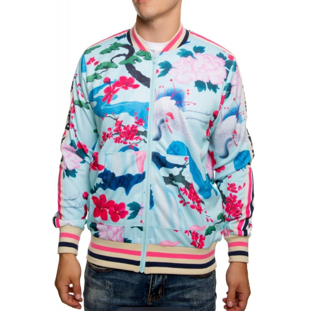 Pink Dolphin Japanese Garden Men's Track Bomber Zipper Jacket XL